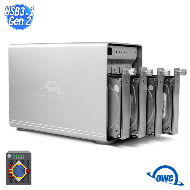 【OWC】Mercury Elite Pro Quad RAID(Raid 5 / USB3.1 Gen 2 / 四槽硬碟外接盒)