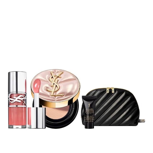 【YSL】官方直營 超模光感雲朵嫩唇彩妝組(水氣墊 雲朵皮革版+情挑誘光嫩唇凍)