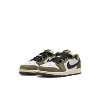 【NIKE 耐吉】運動鞋 籃球鞋 中大童鞋 童鞋 JORDAN 1 RETRO LOW OG PS 喬丹 抓地 AJ1 綠 白 (HQ6996200)