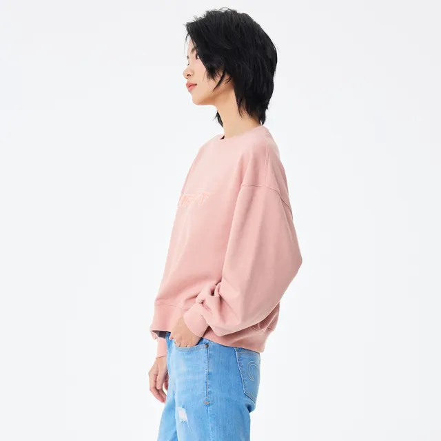 【5th STREET】女裝 長袖 寬版上衣 大學t 粉紅(560980)
