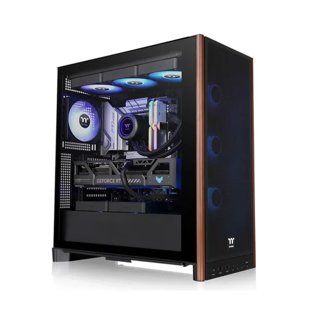 【Thermaltake 曜越】鋼煉 S370 WS 中直立式機殼 木紋 ATX•內建風扇X4 頂部支援360水冷排