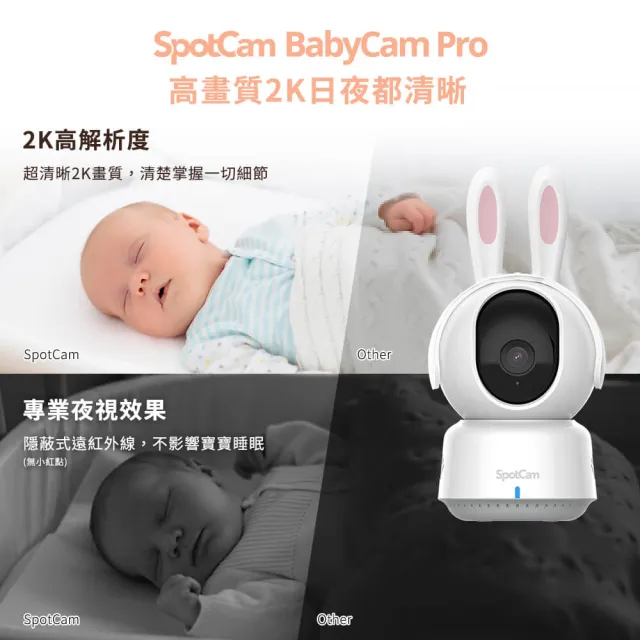 【spotcam】BabyCam Pro(可旋轉 2K 寶寶攝影機 自動追蹤 AI智慧 WiFi 寶寶監視器 溫溼度檢測)