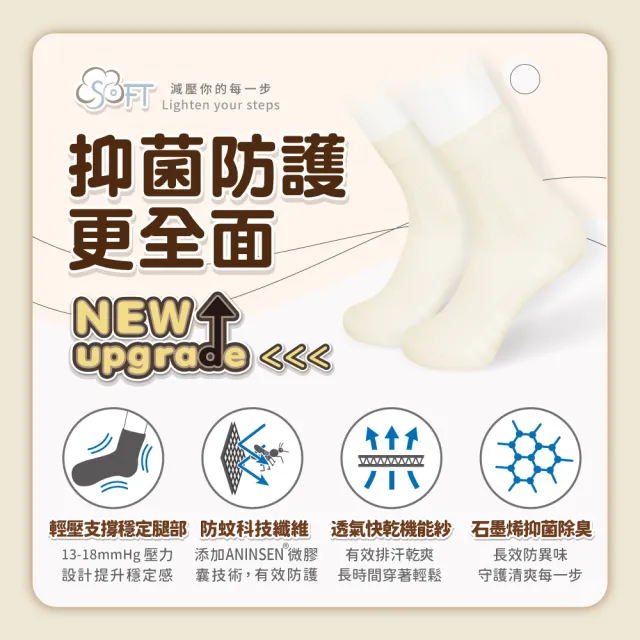 【SOFT】醫療級 輕壓柔軟舒適防蚊襪 成人款  胡桃棕1雙