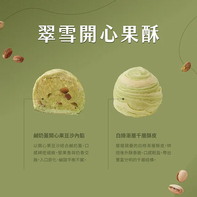 【CHAOBY 超比食品】翠雪開心果酥6入禮盒X2盒(50g/入)