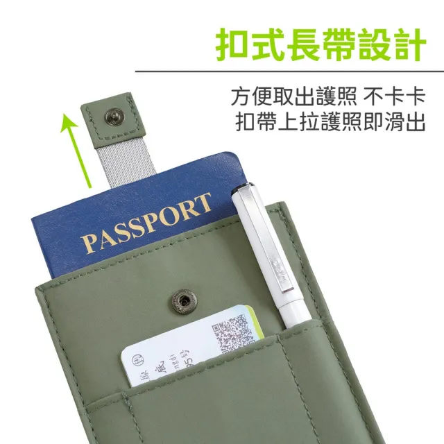 【Travelon】美國 防盜扣式護照夾 抹茶綠 / RFID護照套 RFID護照包 信用卡收納包