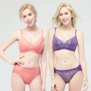 【Swear 思薇爾】3件組花羽夏戀系列無鋼圈蕾絲美型包覆女內衣(2款任選)