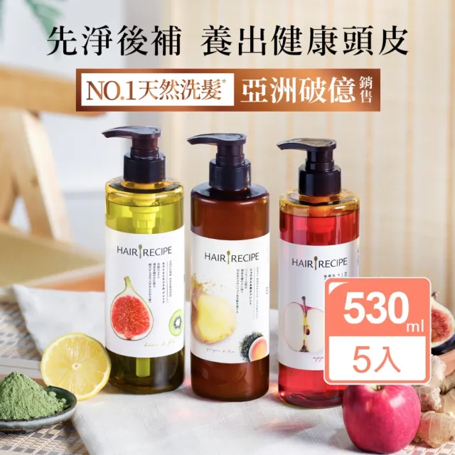 【Hair Recipe】舊品出清! 生薑蘋果/生薑清茶 洗髮精/潤髮乳530g 5入(強韌x防斷)