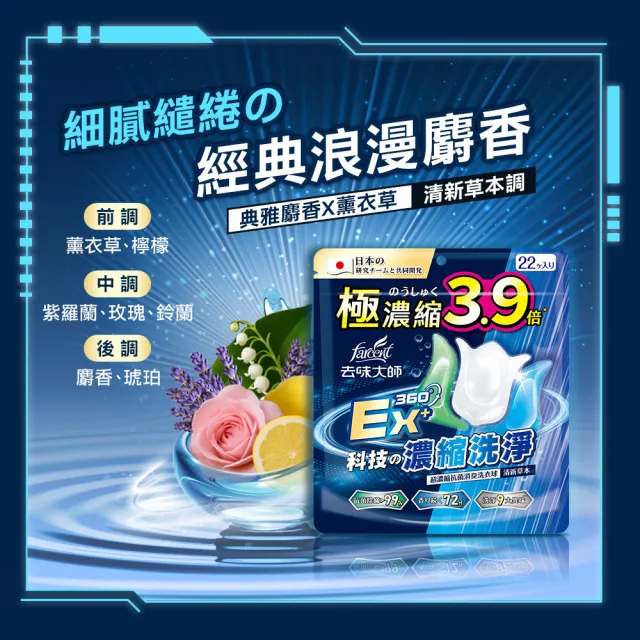 【去味大師】超濃縮抗菌消臭洗衣球/洗衣膠囊(清新草本/粉樣果香-共22顆)