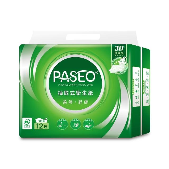 【PASEO】百拭柔 柔滑舒膚抽取式衛生紙PEFC(100抽12包6袋/箱)