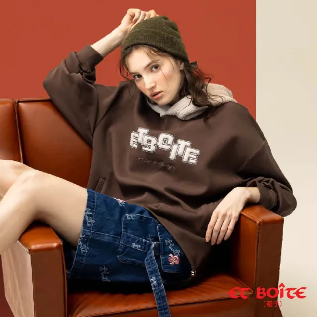 【BLUE WAY】女裝 羊羔毛貼布繡抽繩造型連帽 長袖 上衣- ETBOITE箱子