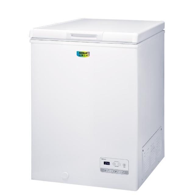 SANLUX臺灣三洋 SCF-108GE 105L 單門上掀式冰箱，採用變頻馬達技術，月耗電僅18Kwh，提供高效節能表現。尺寸為565x570x860mm，重量27kg，適合小型空間使用。環保R600a冷媒，臺灣製造品質保證，全機1年保固、壓縮機2年保固，含基本安裝服務。白色系設計簡約大方，BSMI許可T31073，理想的單人或小型家庭儲鮮選擇。