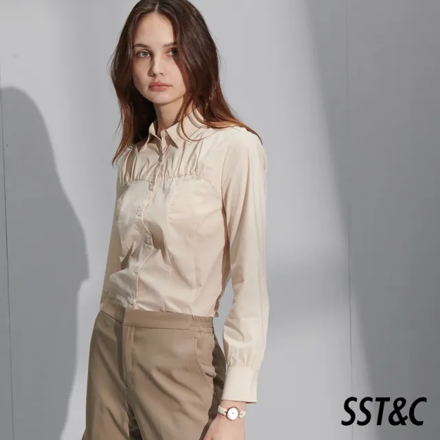 【SST&C】女裝 奶油杏抽皺襯衫7562205002(雙11精選)