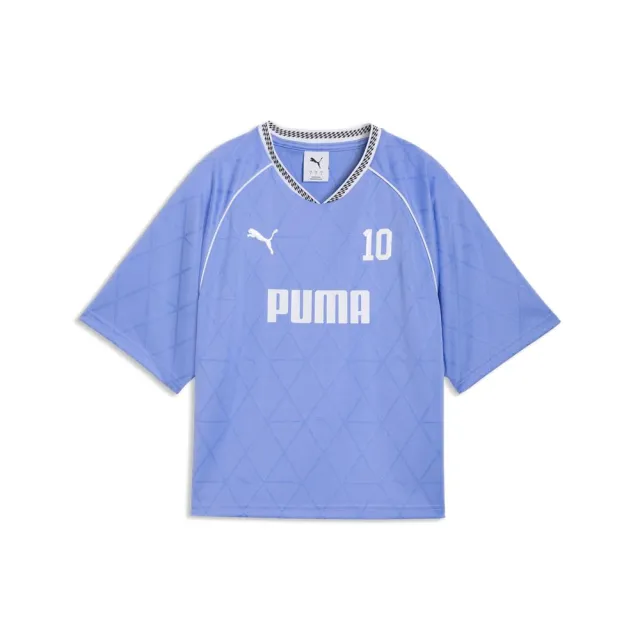 【PUMA】基本系列PUMA SPORT 寬鬆足球風短袖T恤 女性 69186060 短t 藍色