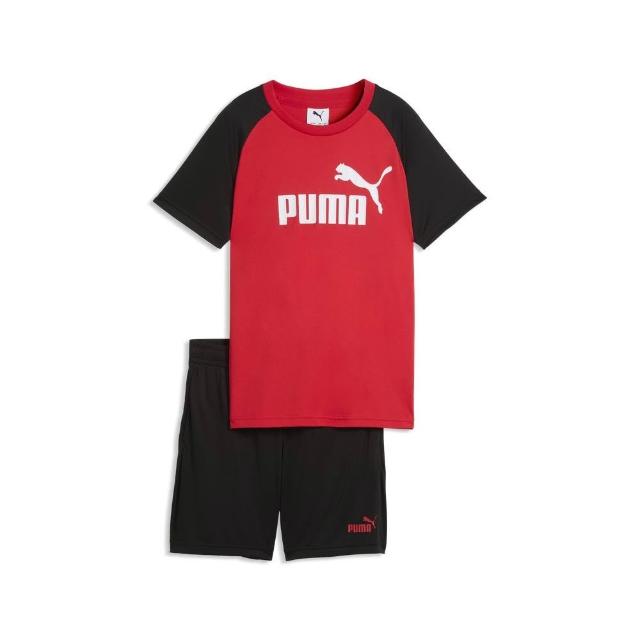 【PUMA】基本系列ESS Poly短袖短褲套裝 孩童 68629911  紅色