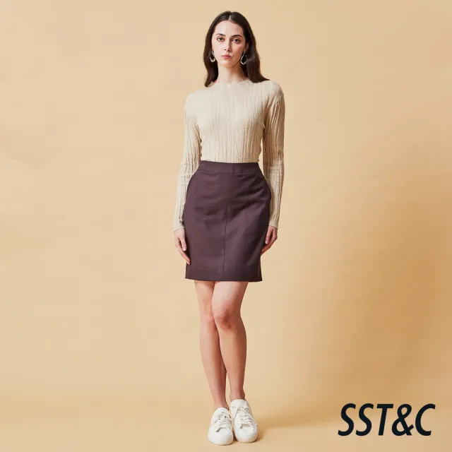 【SST&C】女裝 杏色半高領水波織紋針織衫-825212172013(換季55折)