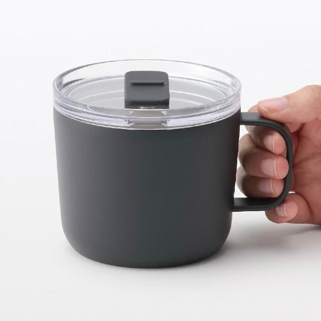 【MUJI 無印良品】附刻度保溫保冷附蓋不鏽鋼馬克杯/250mL(原色/灰米/黑)