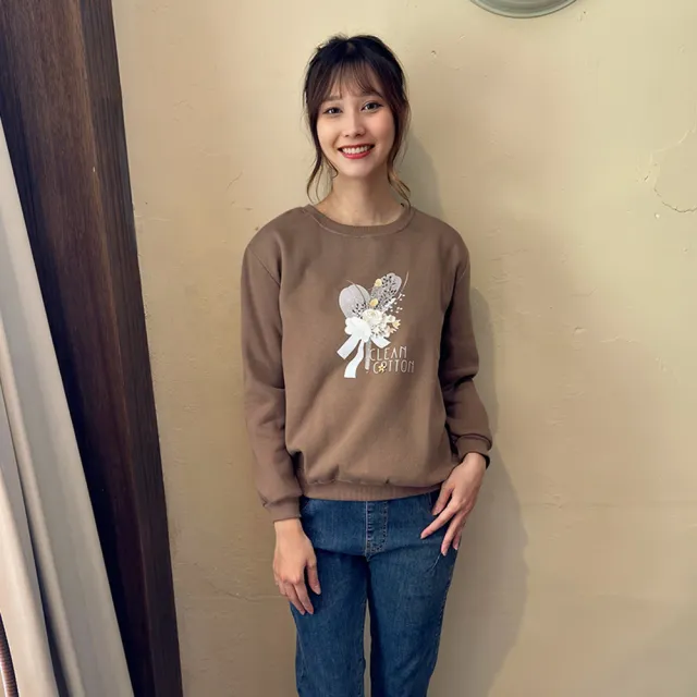 【Hana Mokuba】花木馬日系女裝圓領優雅印花長袖收口上衣