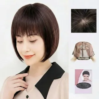 【巴黎精品】真髮短髮整頂假髮透氣輕量免打理假髮隱形增髮(內扣波波頭女假髮2色n1ky33)