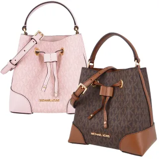 【Michael Kors】MERCER系列 金釦LOGO 斜背/肩背/手提 斜背包 束口 水桶包(多色任選/小款)