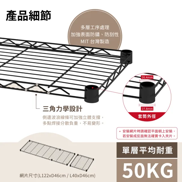 【KIWISH】MIT衣櫥收納122X46X180六層衣櫥架(收納架/掛衣架/組合衣架/鐵力士架/衣櫥/衣櫃/衣櫥架)