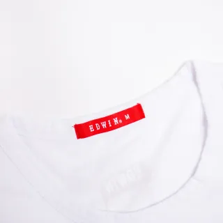 【EDWIN】男裝 人氣復刻款 EDGE 細碎字LOGO短袖T恤(白色)