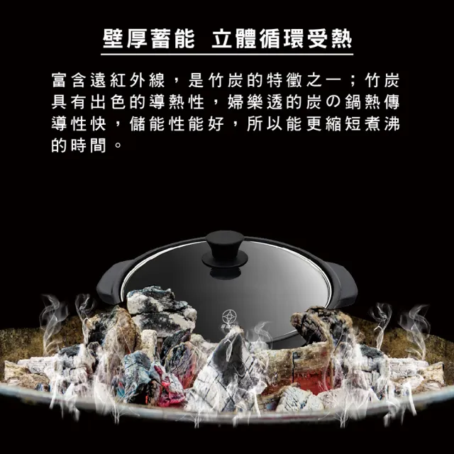 FULOTO全竹炭遠紅外線28cm雙耳火鍋