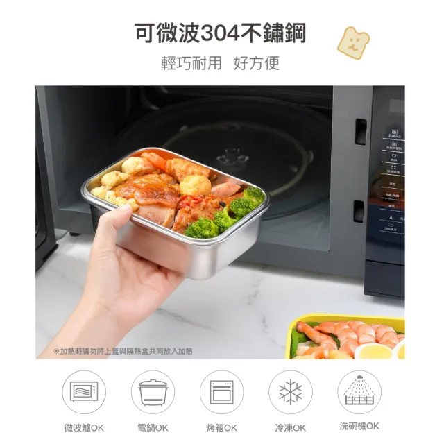 【LocknLock 樂扣樂扣】官方直營 呆萌町系列 可微波玩美Match不鏽鋼隔熱便當盒 1200ml(可微波/304不鏽鋼)