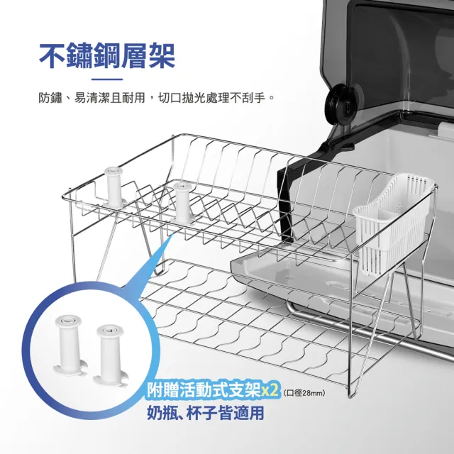 【CHIMEI 奇美】70L智能雙層大容量UV除菌消毒烘碗機(KD-15AHU0/附奶瓶杯架/母嬰消毒多用)