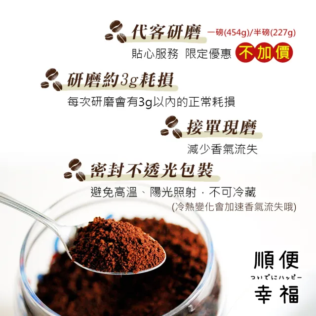 【順便幸福】柚香果酸安提瓜咖啡豆227gx1袋(半磅 中焙 咖啡粉)