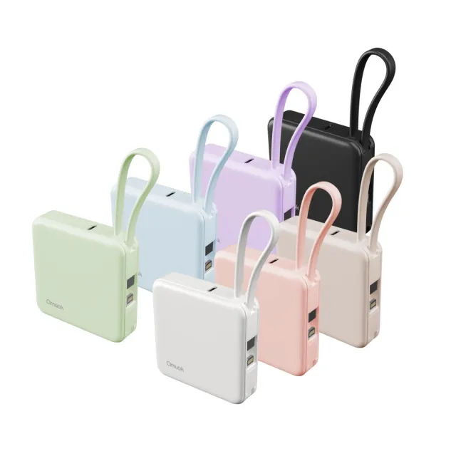 【amuok】5000mAh Cube迷你雙線行動電源 行充 自帶線行動電源