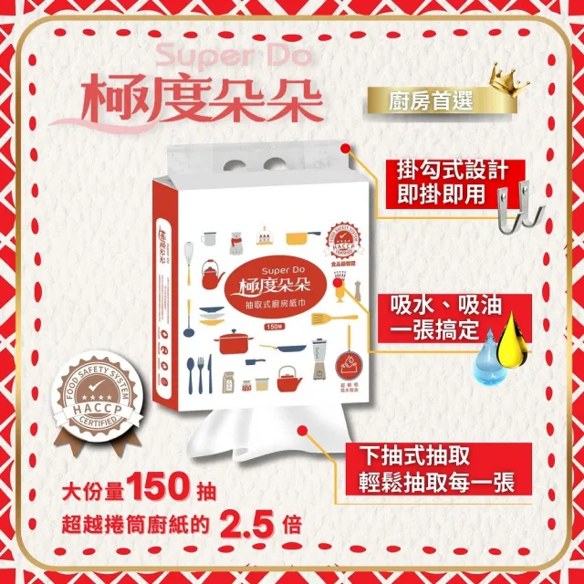 【Super Do 極度朵朵】掛勾式底部抽抽取式廚紙150抽20包/箱