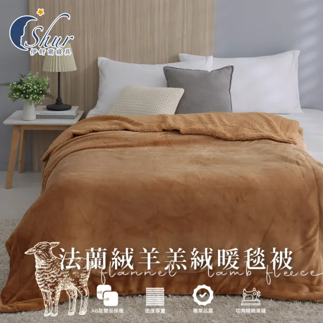 【ISHUR 伊舒爾】夢幻純色法蘭絨x羊羔絨毯被(加厚款/毛毯/毯子/多款任選)