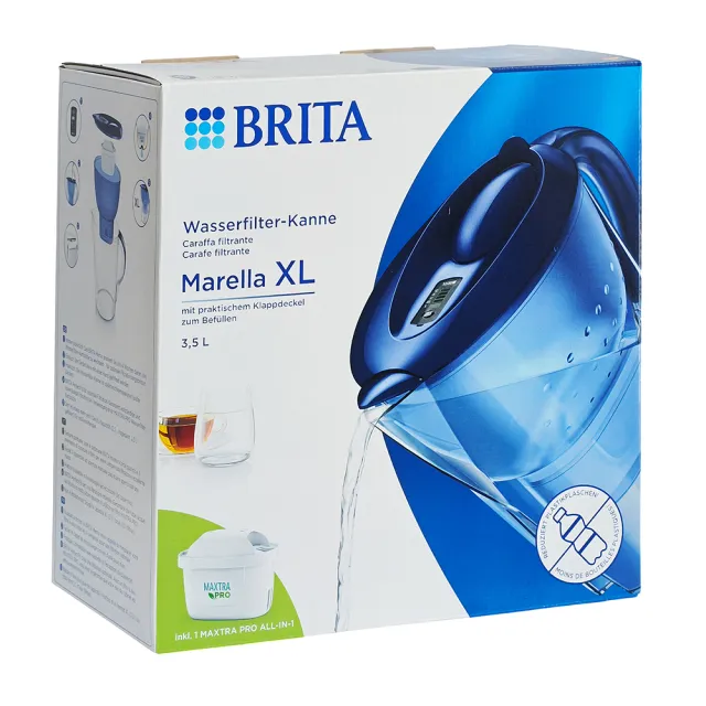 【BRITA】歐洲原裝進口Marella XL FILTER WITH MAXTRA PRO濾水壺3.5L+PRO濾芯1入(共1壺1芯/原裝平輸)