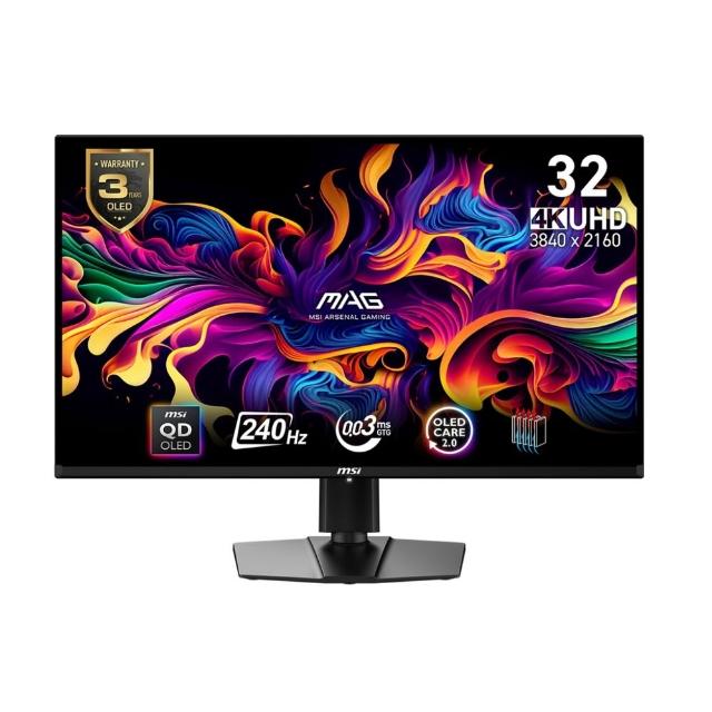 【MSI 微星】雷蛇有線電競滑鼠組★MAG 322UP QD-OLED E16 32型 165Hz 電競螢幕(0.03ms/QD-OLED/HDR400)