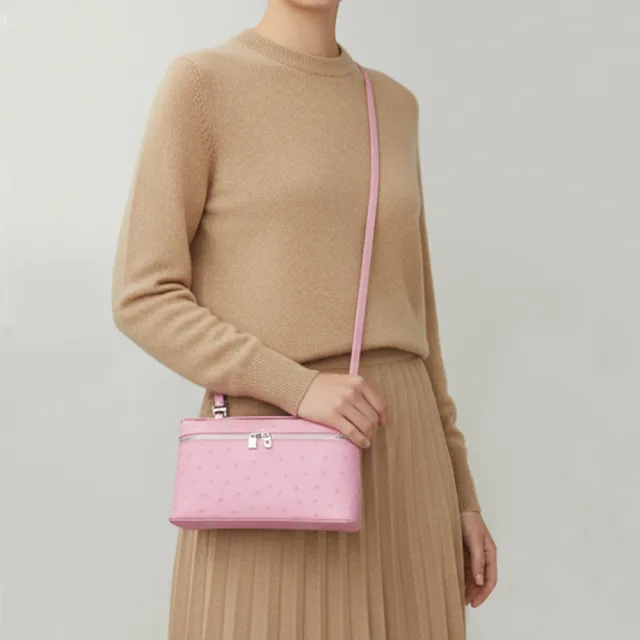 【M2nd】珍稀鴕鳥皮雙開飯盒隨身包(T9387A)