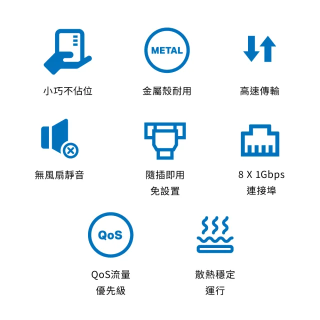 【TP-Link】LS108G 8埠10/100/1000Mbps  桌上/壁掛兩用 流量管理  乙太網路交換器switch hub