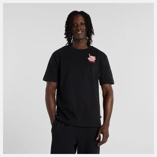 【NEW BALANCE】NB 短袖上衣 男 美規 黑 MT61H51DBK