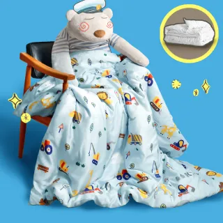 【Embrace 英柏絲】MIT 純天絲x純棉 兒童涼被 防蹣抗菌 四季被 空調被 冷氣被 兒童被 被套可拆洗(4x5尺)