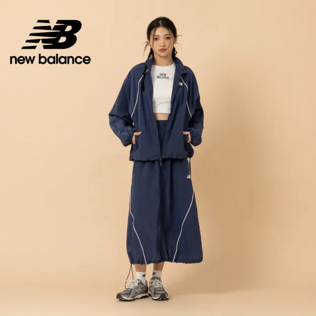 【NEW BALANCE】NB 滾邊抽繩尼龍長裙_WB61D2OPNNY_女性_深藍色(美版 版型偏大)