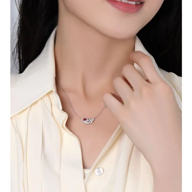 【海斯珠寶】小羽毛系列 18K金 0.2-0.24ct 鴿血紅寶石 天然鑽石 項鍊 宮廷羽紋鑲嵌工藝 送禮禮盒包裝