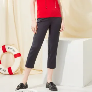 【MYVEGA 麥雪爾】同色釦後鬆緊多剪裁八分窄管褲-黑