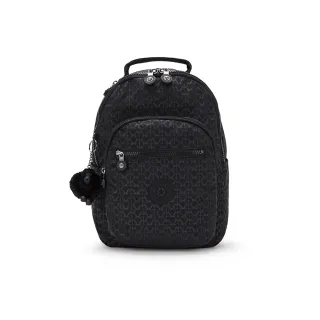 【KIPLING官方旗艦館】『首爾包』經典黑菱格紋印花機能手提後背包-SEOUL S