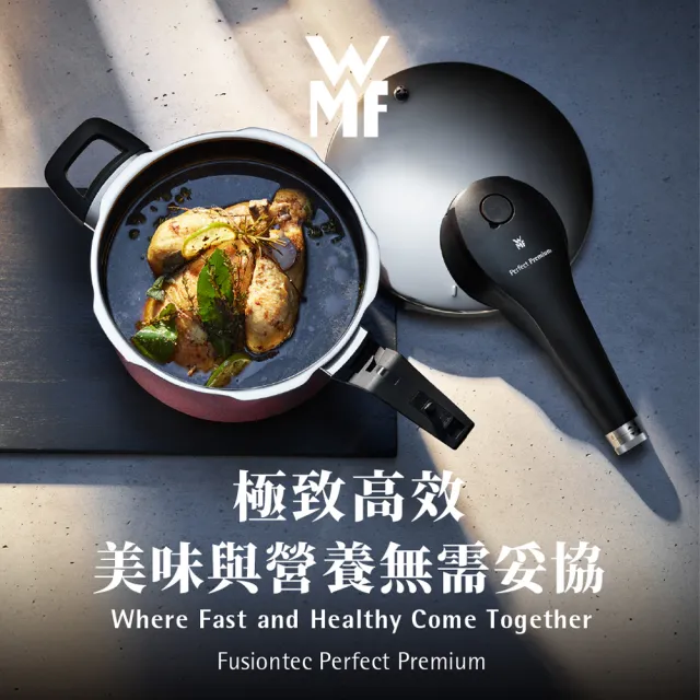 【WMF】德國製Fusiontec Perfect Premium V2 壓力鍋 22cm 4.5L(鉑金色/陶晶鍋)