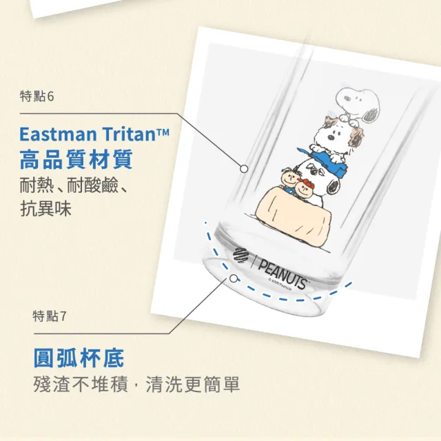 【Blender Bottle】史努比Peanuts〈Strada Tritan〉按壓式防漏環保水壺28oz/828ml(隨行杯/運動水壺/搖搖杯)