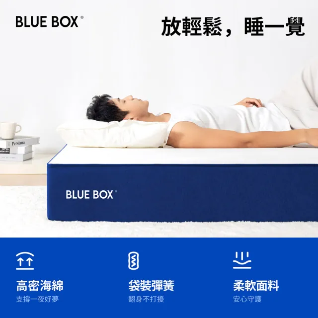 【hoi! 好好生活】藍盒子記憶綿三段式獨立筒床墊 Z1-歐規雙人加大6尺 180*200