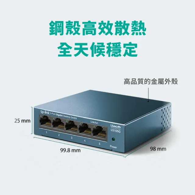 【TP-Link】LS105G 5埠10/100/1000Mbps  桌上/壁掛兩用 流量管理  乙太網路交換器switch hub