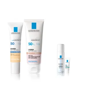 【理膚寶水】雙星限定組★全護清透亮顏防曬隔離乳 50ml+全護清爽防曬液 潤色 30ml 年度限定組_E(新瑰蜜霜)