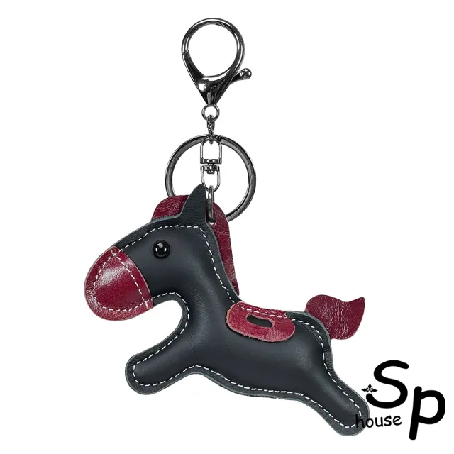 【Sp house】雙11 小馬跳躍拼色時尚百搭吊飾真皮鑰匙圈(6色可選)