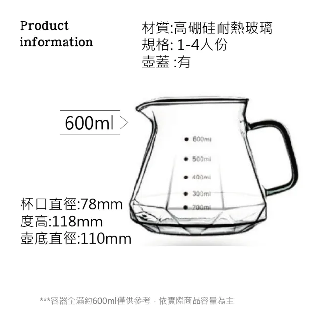 【GAARii】MOREJIA 高硼硅耐熱玻璃  手沖咖啡壺套裝 濾杯 咖啡壺 分享壺 咖啡分享壺 玻璃壺(白色)