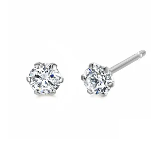 【City Diamond 引雅】日本 鉑金 PT950 天然鑽石 20分 H&A 六爪 耳環 附日本證書(東京Yuki系列)